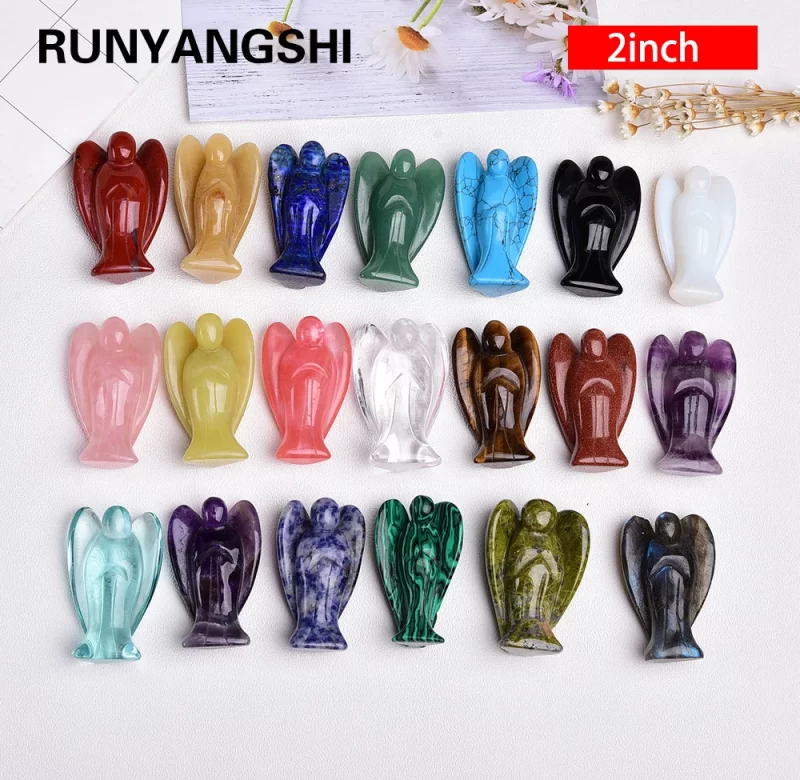 Křišťálový anděl z minerálního kamene | ochranný anděl, domácí dekorace