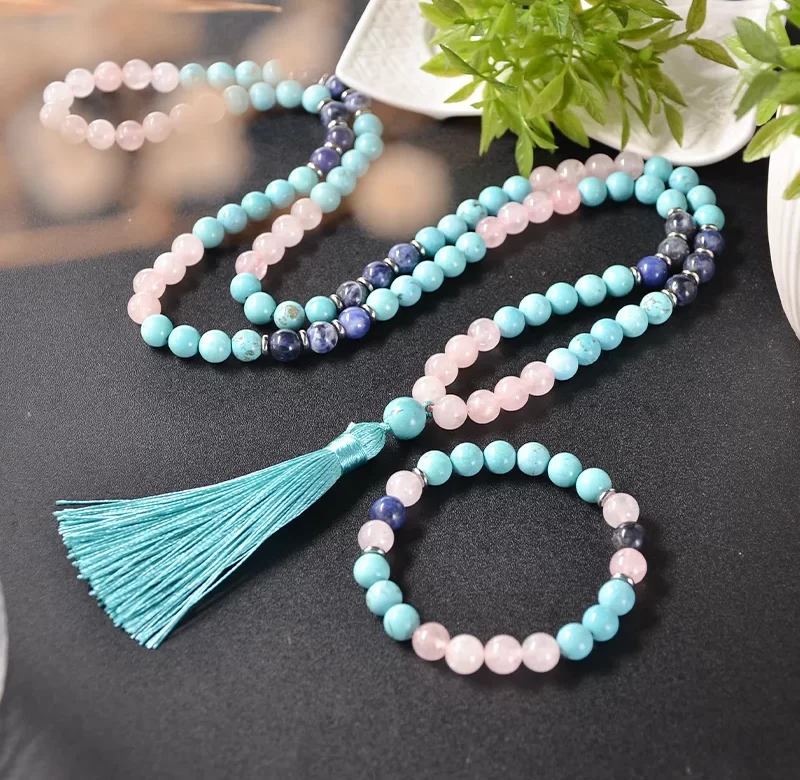 Japa mala korálky v pastelových barvách | korálkový náhrdelník, meditační náhrdelník