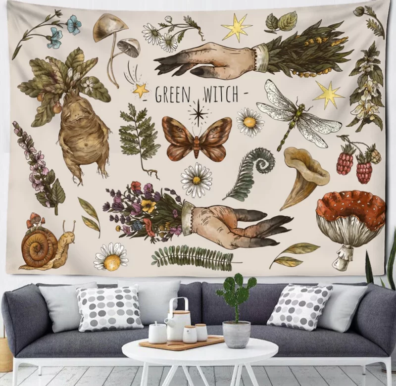 Vintage tapiserie s mystickým motivem | záhadná výzdoba | boho dekorace