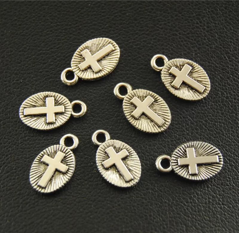 100 ks Kovový křížek pro šperky | náboženský přívěsek křížek, šperkařské komponenty