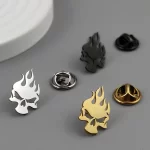 Lebka brož punk rock nerez | odznak, šperk