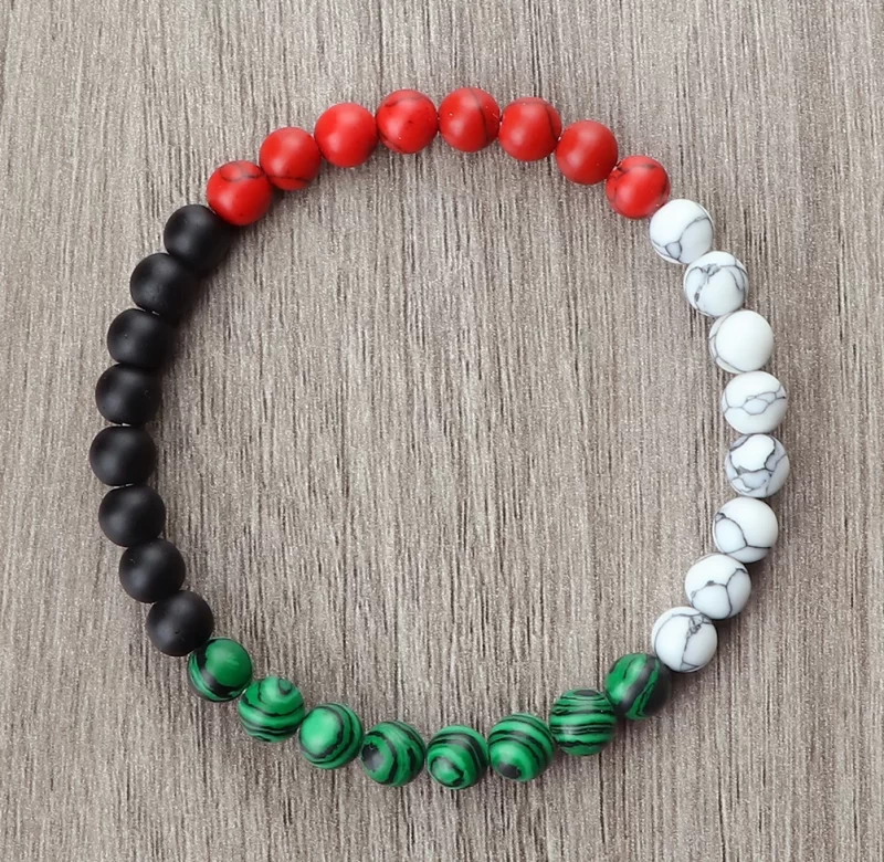 Náramek minerální s motivem vlajky, trikolora z přírodního kamene | dárek pro muže, dárek pro ženy