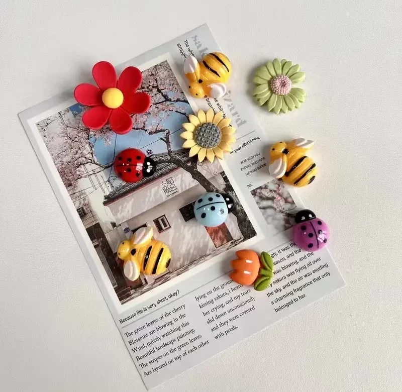 10 ks Silné a originální magnety na lednici s květinami | dekorace domova