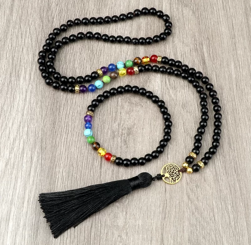 Čakrový náhrdelník a náramek z přírodních kamenů | čakrové šperky, handmade šperky