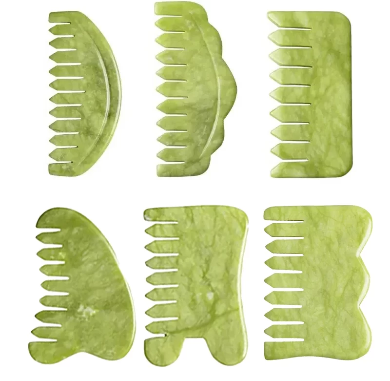 Masážní hřeben gua sha z přírodního jadeitu | pomůcky pro masáž