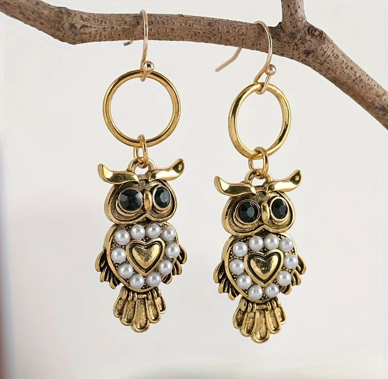 Visací náušnice s motivem sovy | Náušnice pro ženy | Visací náušnice