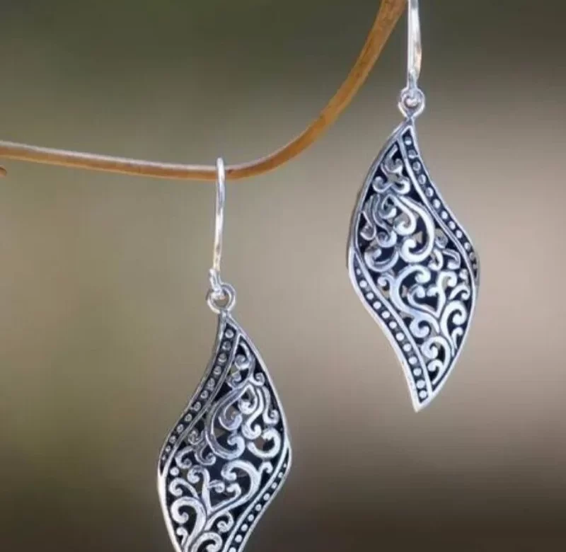 Vintage náušnice s geometrickým vzorem | Visací náušnice pro ženy | Boho šperky