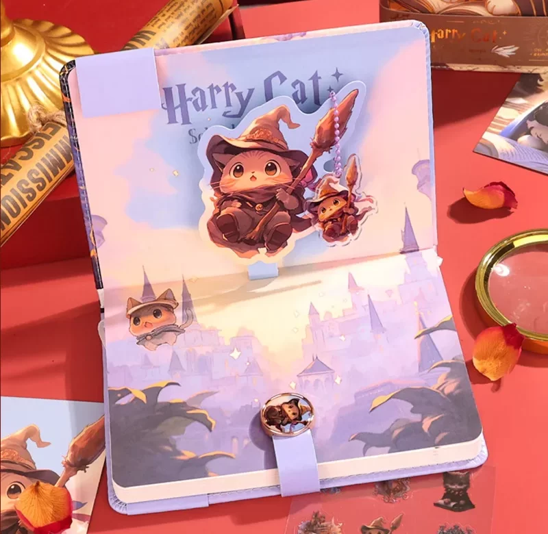 Roztomilý kouzelnický diář s magnetickým zapínáním | diář pro studenty, kožený zápisník