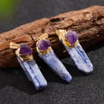 Modrý kyanitový čakrový přívěsek s ametystem | křišťálový přívěsek | reiki šperk