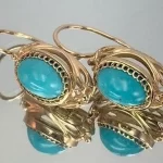 Visací náušnice ve zlaté barvě s modrými kameny | elegantní šperky, boho náušnice
