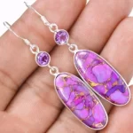 Náušnice s fialovým kamenem pro ženy | boho náušnice, dámské šperky