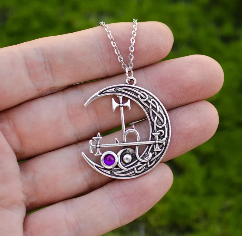 Vintage měsíční přívěsek lilith se zirkonem | mystický talisman, dámský náhrdelník