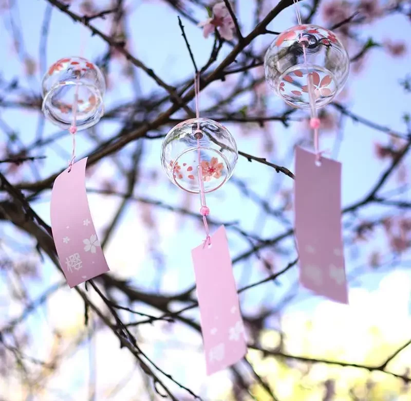 Japonský zvonek sakura | ruční závěs, zahradní dekorace