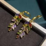 Visací náušnice s vícebarevnými kameny | dámské šperky 2 ks