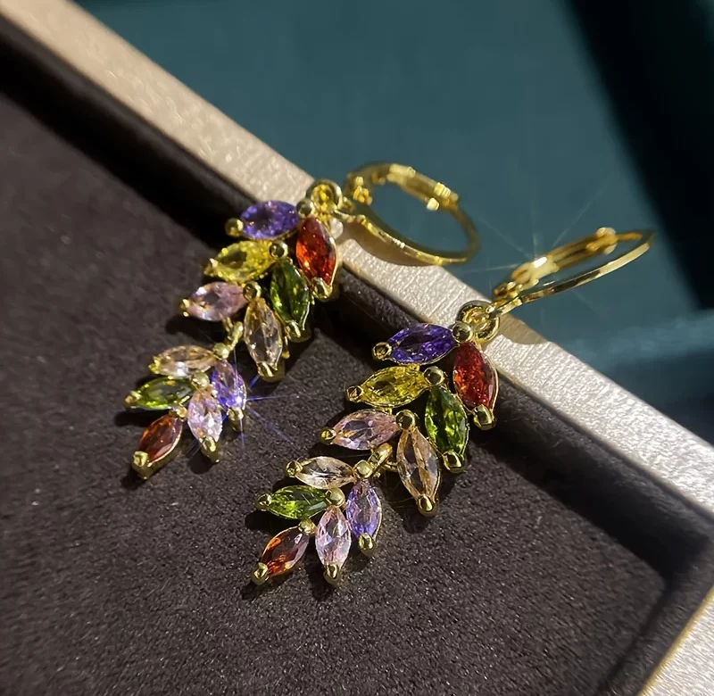 Visací náušnice s vícebarevnými kameny | dámské šperky 2 ks