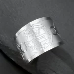 Amulet bohatství solomon, nastavitelný prsten | ochranný amulet, ocelový prsten