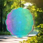 Mandala větrný lapač paprsků z nerezu | větrná dekorace, zahradní závěs