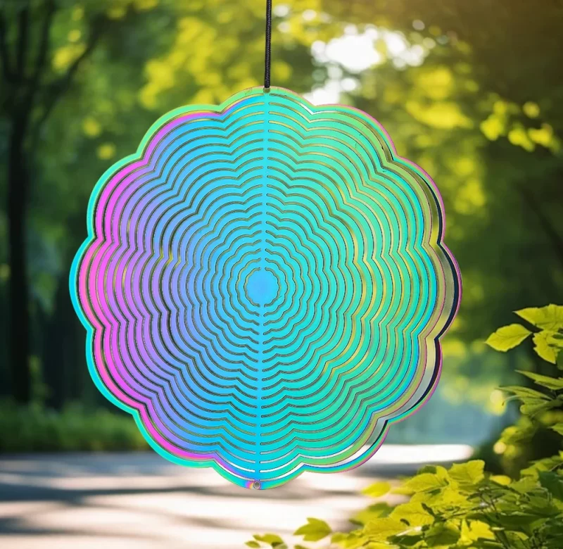 Mandala větrný lapač paprsků z nerezu | větrná dekorace, zahradní závěs