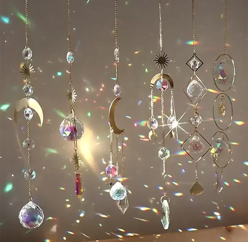 Lapač světla se skleněnými krystaly do okna | dekorace okna, závěsná dekorace