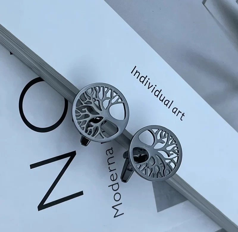 Manžetové ocelové knoflíčky strom života | Pánské doplňky 2 ks
