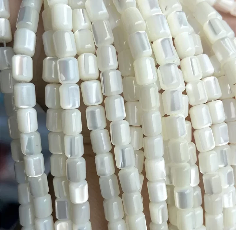 Perleťové korálky bílé válečky 5×6 mm | výroba šperků