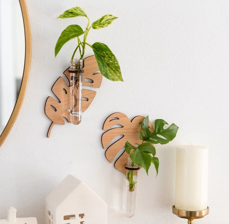 Nástěnný květináč ve tvaru listu | dekorace na stěnu