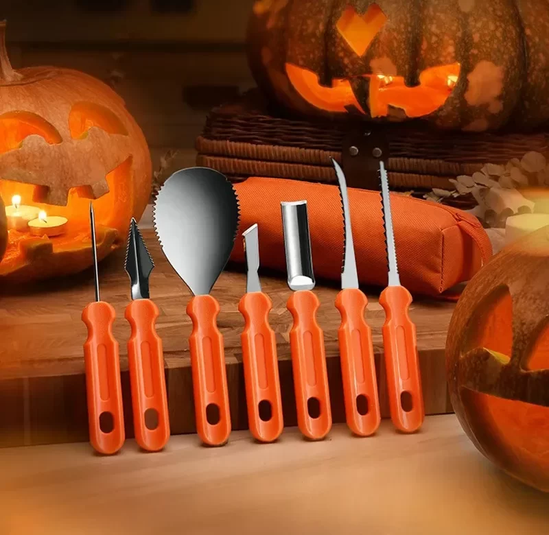 Vyřezávací sada na dýně pro Halloween | sada nástrojů, nerezový nástroj 7 ks