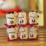 3 ks Šťastná japonská kočka keramická dekorace | ozdoba na stůl, dekorace do kanceláře
