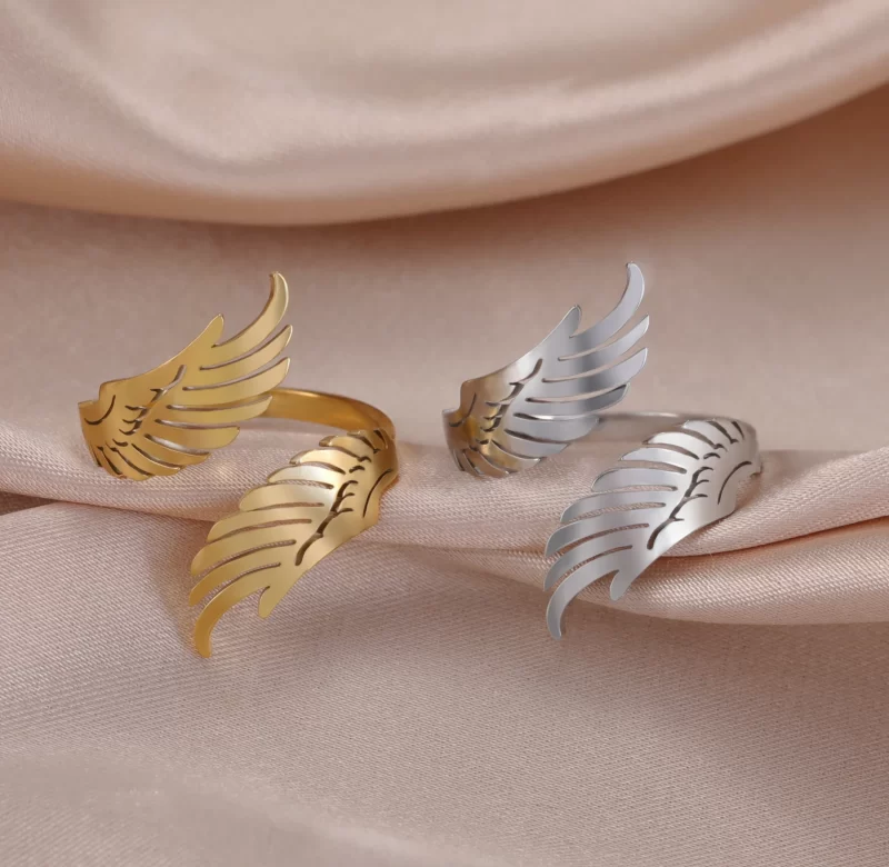 Andělská křídla otevřený prsten z oceli | šperky