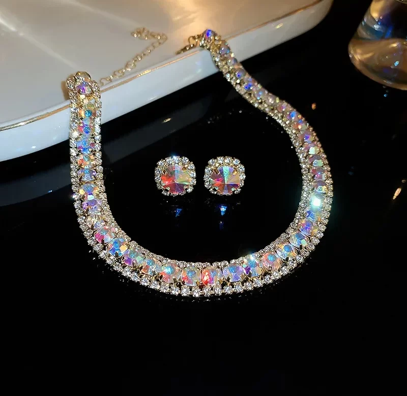 Luxusní krystalový náhrdelník a náušnice | Svatební šperky, Šperky pro ženy