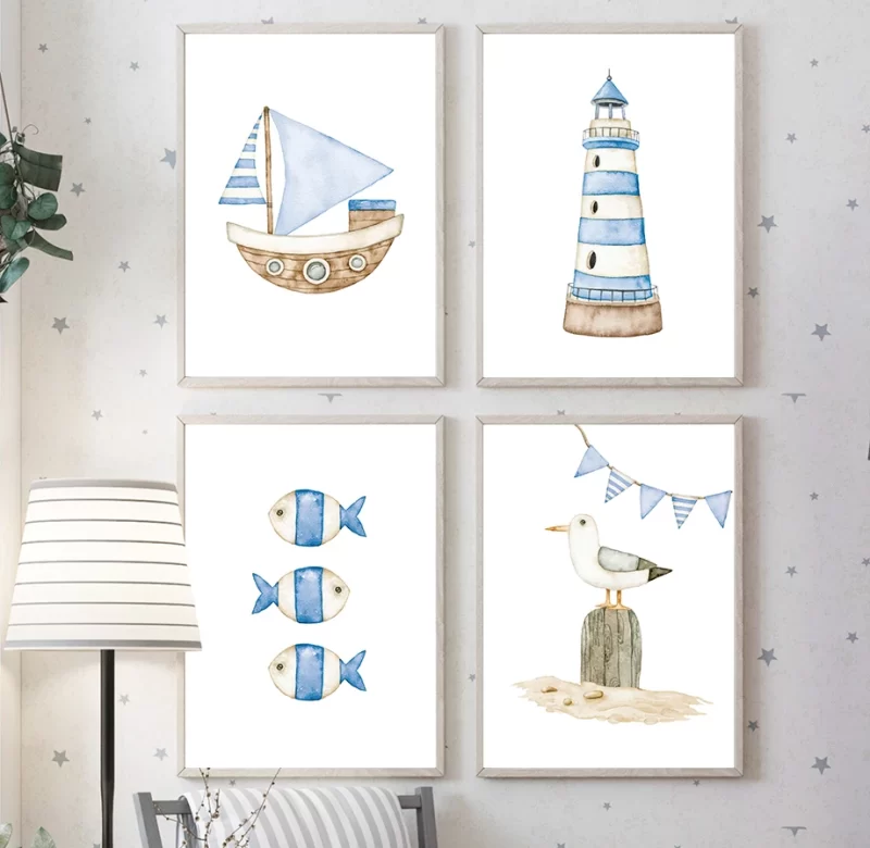 Obraz s mořským motivem pro dětský pokoj | dekorace, plátno