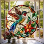 Vitrážová závěsná dekorace malý ptáček | závěsná ozdoba