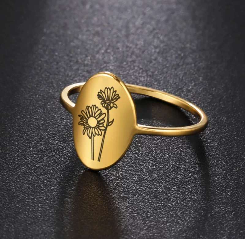 Dámský prsten s květinou z nerezové oceli | šperk