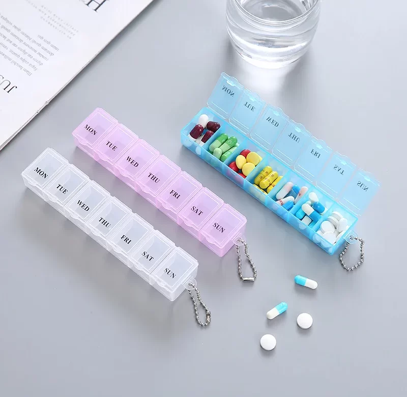 Dávkovač léků na 7 dní s přihrádkami | Krabička na léky, Organizér léků