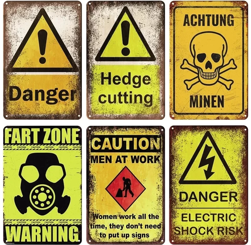 Retro plechová cedule výstražná | dekorace na zeď