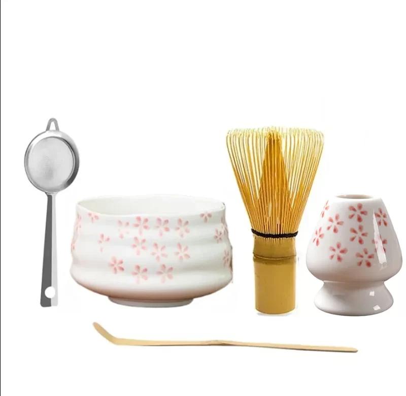 Sakura matcha sada s nerezovým sítkem | dárkový set, čajová sada