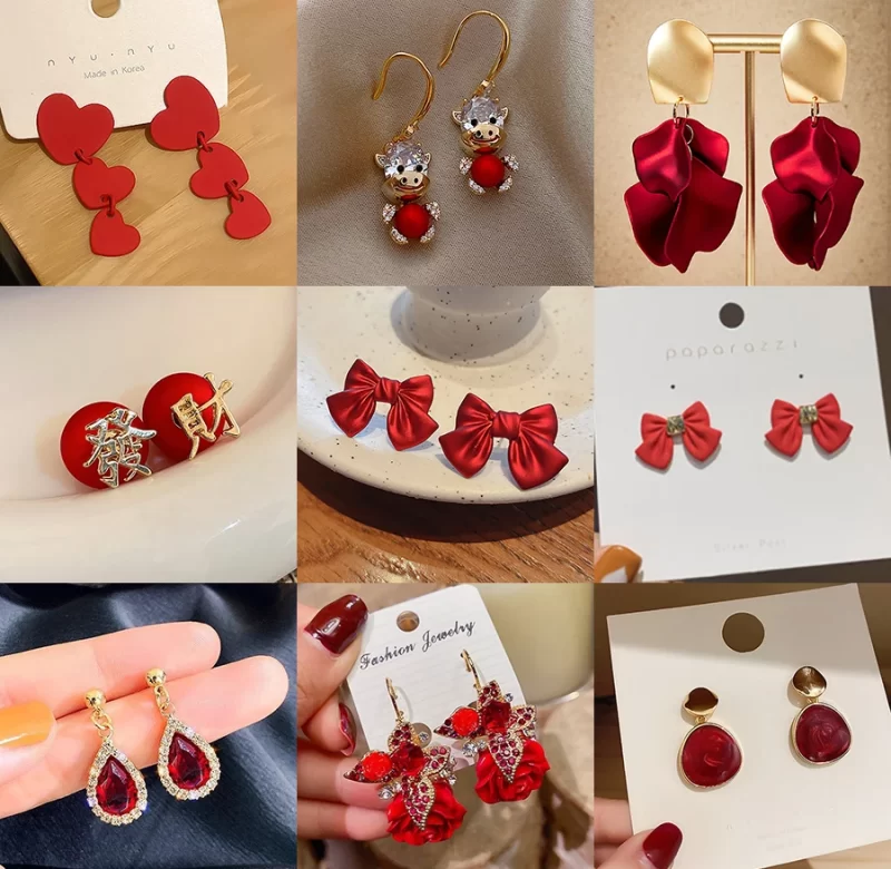 Romantické červené náušnice | dámské náušnice, módní šperky