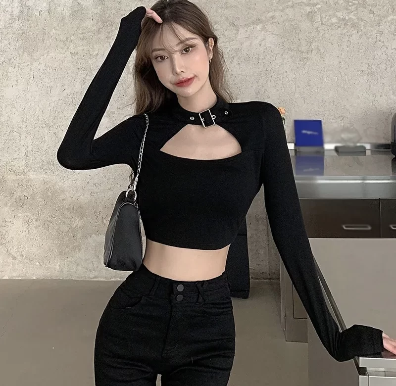 Sexy crop top s dlouhým rukávem | dámské oděvy