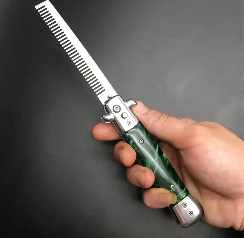 Skládací ocelový hřeben pro muže | pánský hřeben, trimovací hřeben