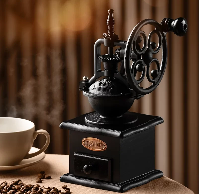 Retro mlýnek na kávu s mlecími kameny | baristické příslušenství