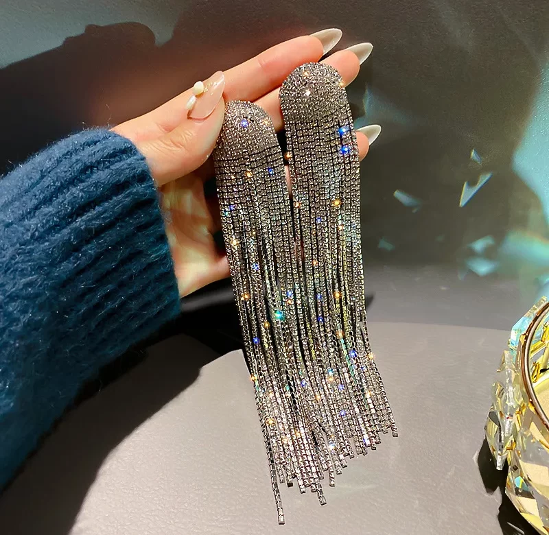 Dlouhé visací křišťálové náušnice | módní náušnice, svatební náušnice