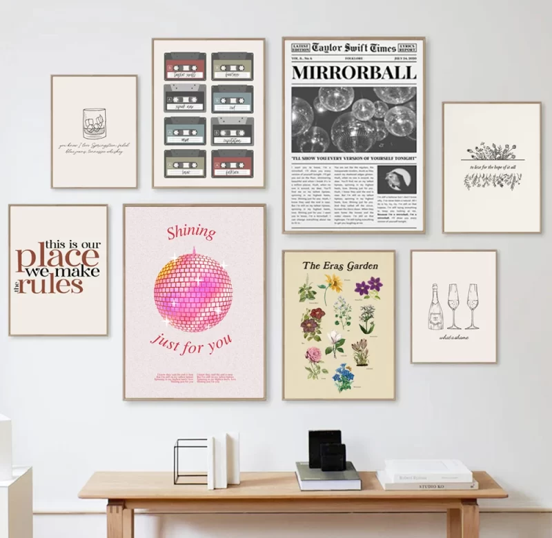 Taylor Swift retro plakát texty písní | nástěnná dekorace, malba na plátno
