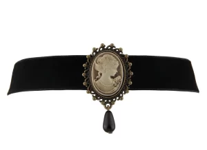 Gothic retro černý sametový choker s přívěskem | dámský šperk