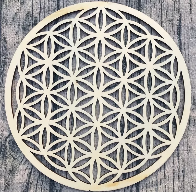 Květ života dřevěná mřížka | posvátná geometrie, meditační dekorace, spirituální výzdoba 10 ks