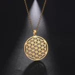 Čakrový náhrdelník květ života z oceli | amulet ochrany, mandalový šperk