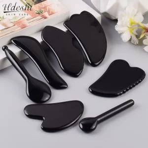 Masážní kámen gua sha z obsidiánu | masážní pomůcka, péče o pleť