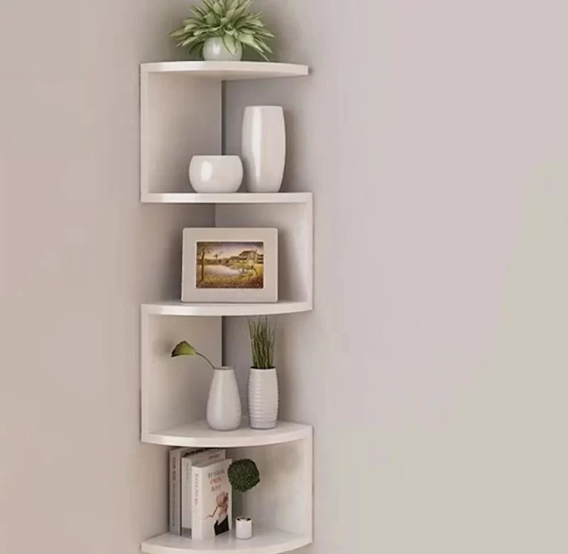 Rohová police dřevěná | boho dekorace