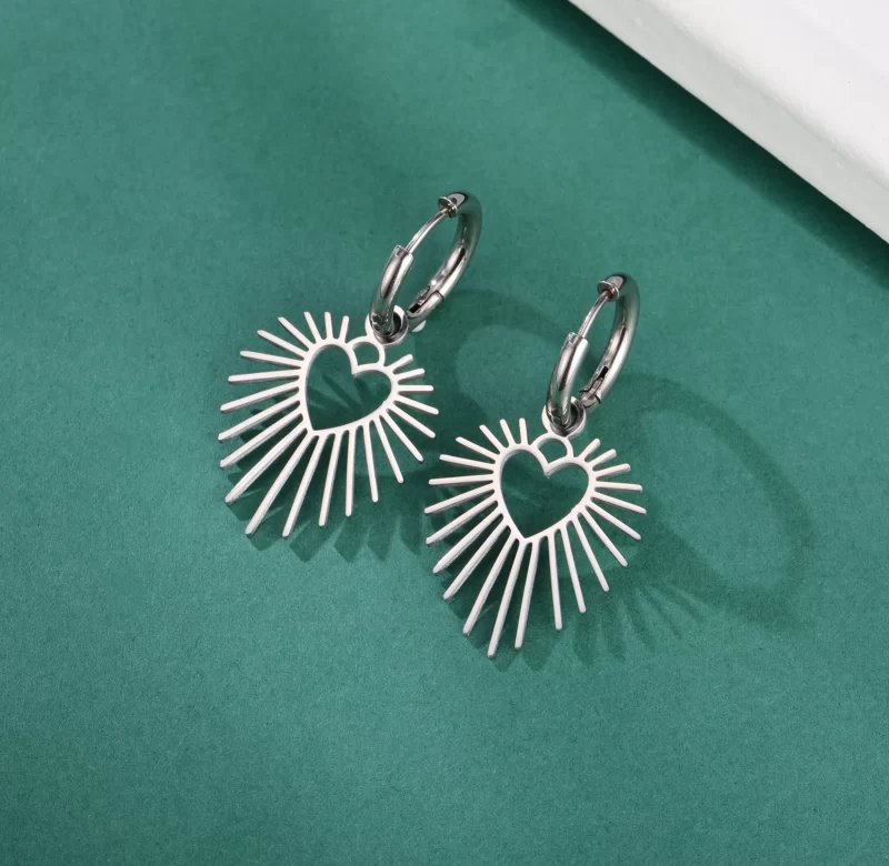 Geometrické visací náušnice srdce | dámské šperky 2 ks