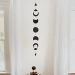 Boho měsíční girlanda dřevo černá | nástěnná dekorace, bytové doplňky