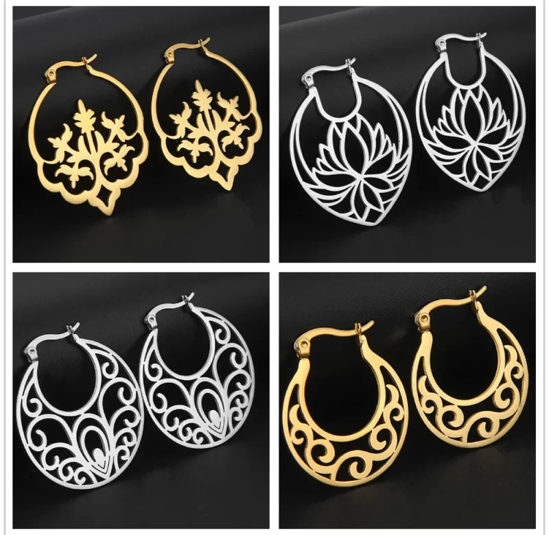 Kruhové filigránové náušnice vintage z chirurgické oceli | Dámské šperky 2 ks